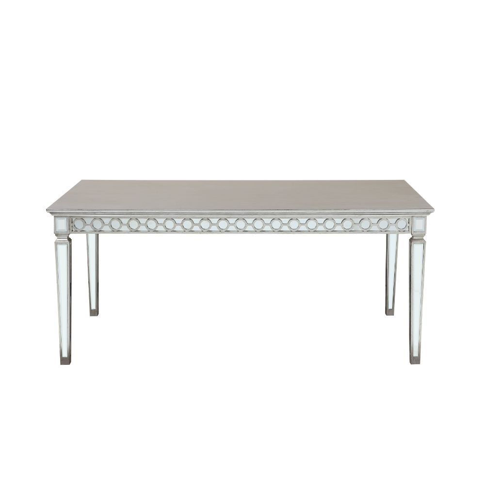 ACME Furniture Dining Tables - ACME Varian Dining Table (90"L), Mirrored & Antique Platinum