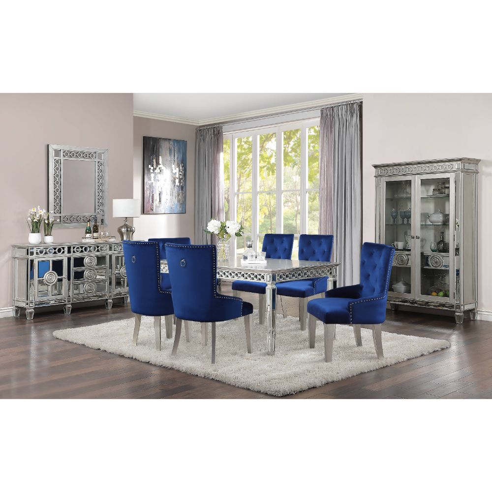 ACME Furniture Dining Tables - ACME Varian Dining Table (90"L), Mirrored & Antique Platinum