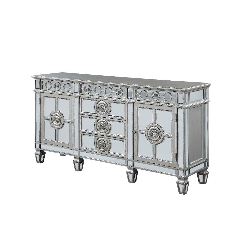 ACME Furniture Buffets & Sideboards - ACME Varian Server, Mirrored & Antique Platinum