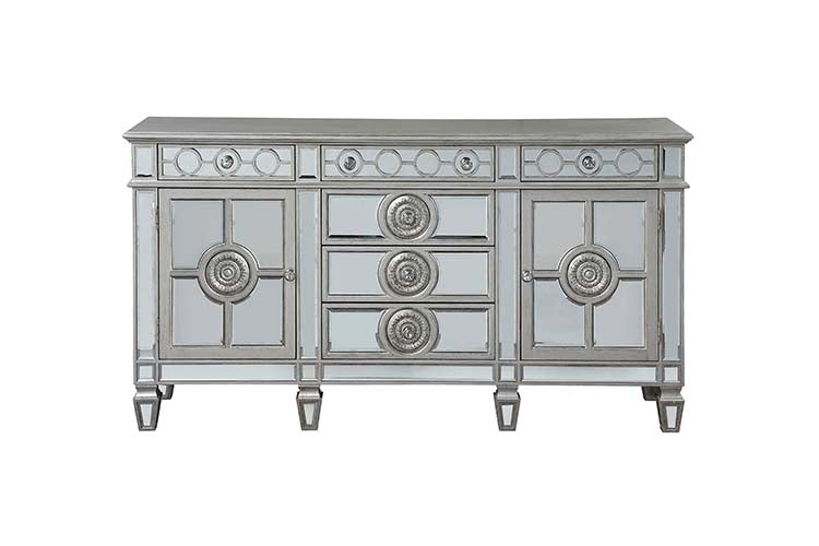 ACME Furniture Buffets & Sideboards - ACME Varian Server, Mirrored & Antique Platinum
