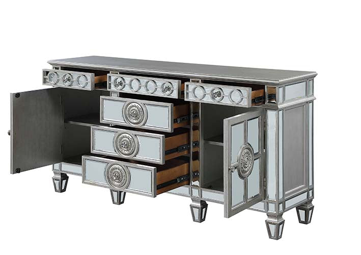ACME Furniture Buffets & Sideboards - ACME Varian Server, Mirrored & Antique Platinum