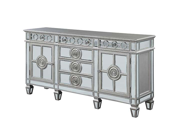 ACME Furniture Buffets & Sideboards - ACME Varian Server, Mirrored & Antique Platinum