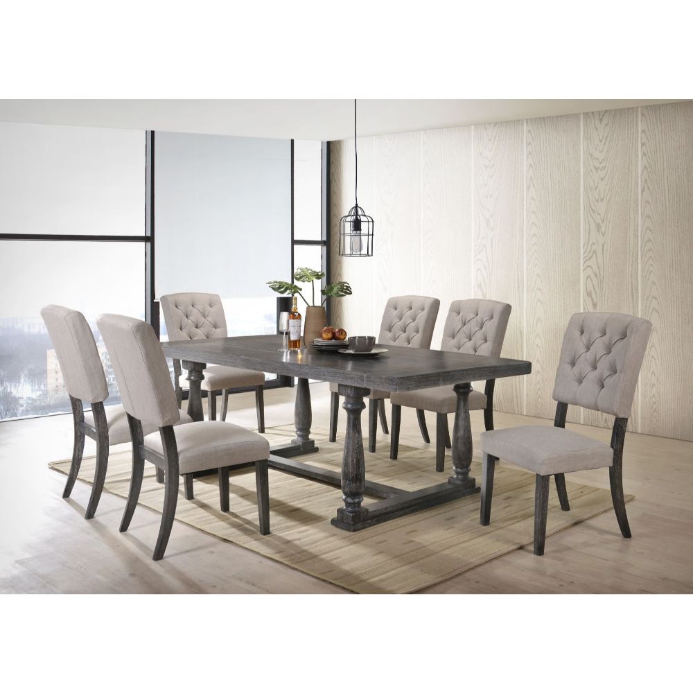 ACME Furniture Dining Chairs - Bernard Dining Table, Weathered Oak