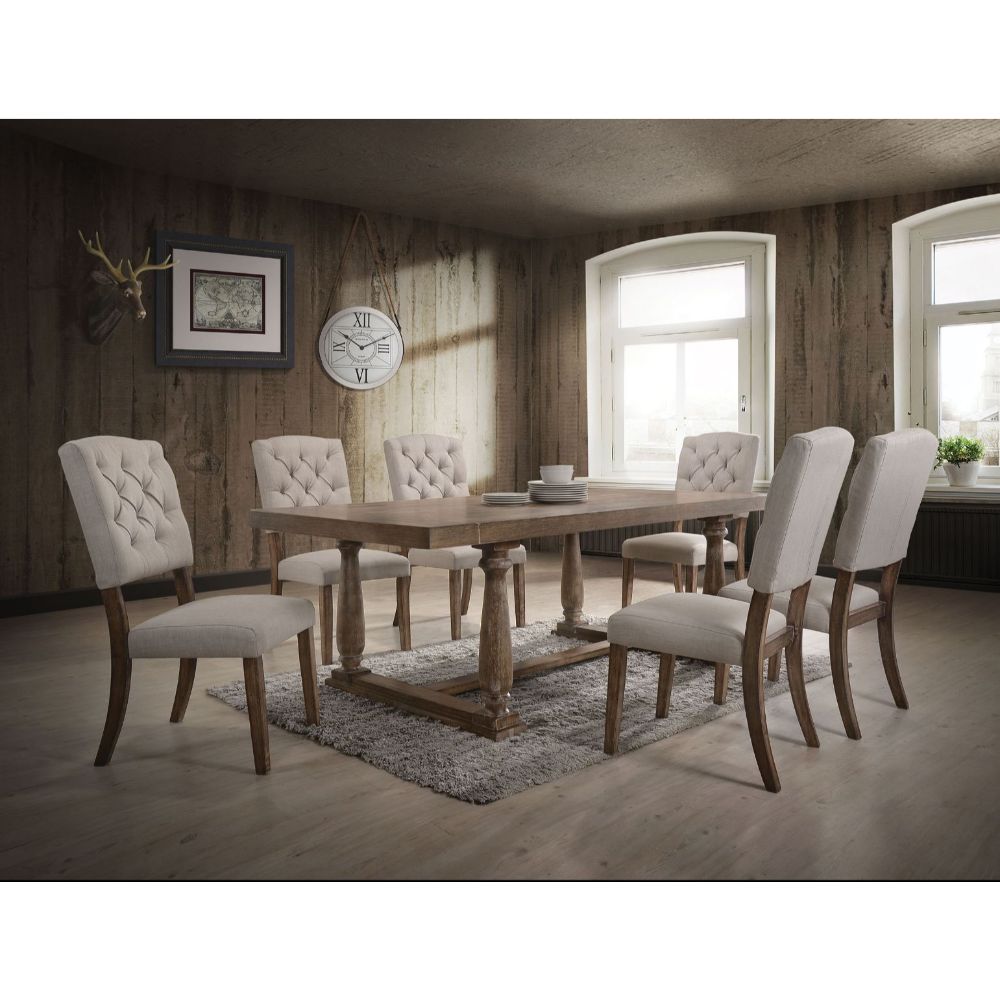 ACME Furniture Dining Chairs - Bernard Dining Table, Weathered Oak