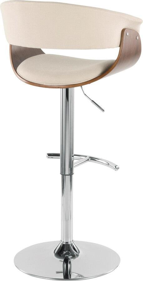 Lumisource Barstools - Vintage Mod Adjustable Barstool With Swivel In Walnut & Cream Fabric (Set of 2)