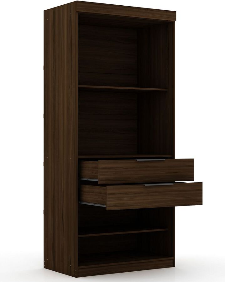 Manhattan Comfort Cabinets & Wardrobes - Mulberry 2.0 Modern 3 Sectional Wardrobe Closet with 6 Drawers - Set of 3 in Brown