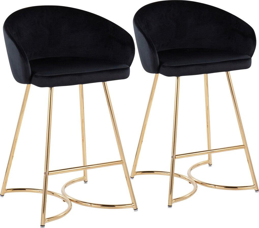 Lumisource Barstools - Cece /Glam Counter Stool In Gold Steel & Black Velvet (Set of 2)
