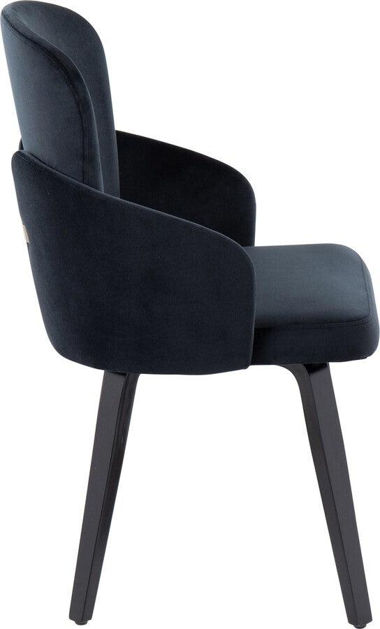 Lumisource Dining Chairs - Dahlia Contemporary Dining Chair In Black Wood & Black Velvet With Gold Accent (Set of 2)