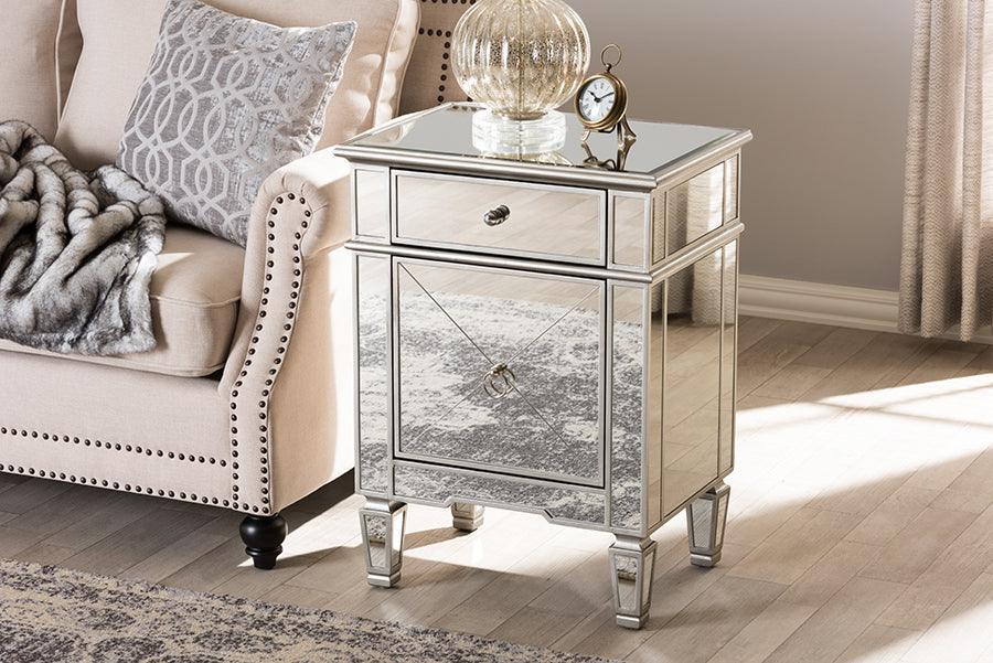 Wholesale Interiors Nightstands & Side Tables - Claudia Nightstand Silver Mirrored