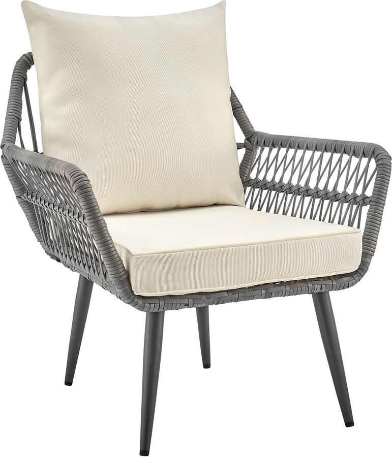 Manhattan Comfort Outdoor Conversation Sets - Cannes Patio 2- Person Seating Group with End Table with Cream Cushions
