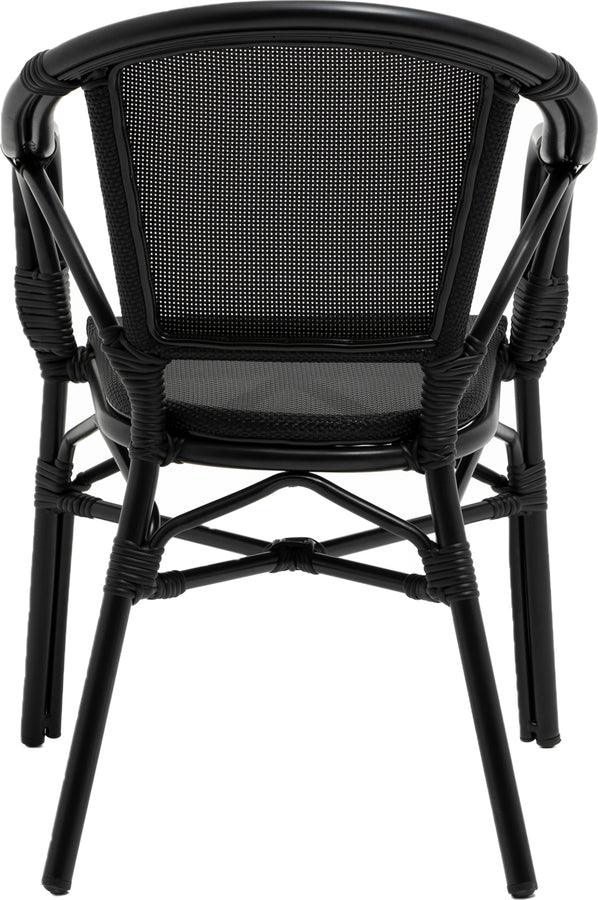 Euro Style Dining Chairs - Ivan Stacking Armchair in Black Textylene Mesh with Black Frame - Set of 2