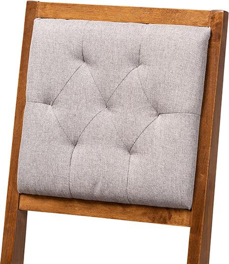 Wholesale Interiors Dining Sets - Suvi Grey Fabric Upholstered and Walnut Brown Finished Wood 7-Piece Dining Set
