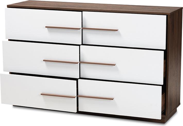 Wholesale Interiors Dressers - Mette 55.1" Dresser White & Walnut