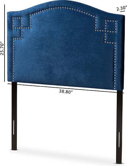 Wholesale Interiors Headboards - Aubrey Modern And Contemporary Royal Blue Velvet Fabric Upholstered Twin Size Headboard