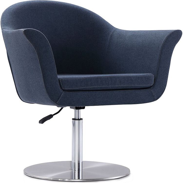 Manhattan Comfort Accent Chairs - Voyager Smokey Blue & Brushed Metal Woven Swivel Adjustable Accent Chair (Set of 2)