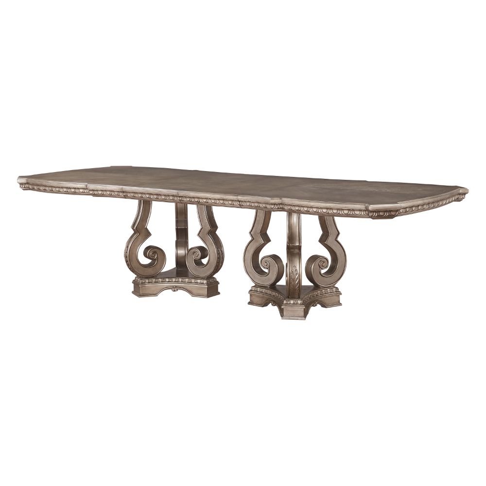 Northville Dining Table w/Double Pedestal, Antique Champagne (1Set/2Ctn)
