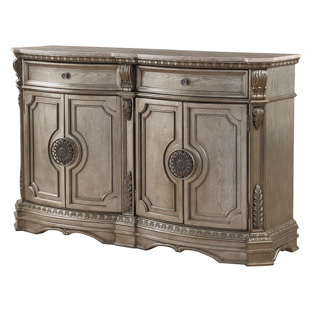 Northville Server w/Marble Top, Antique Champagne
