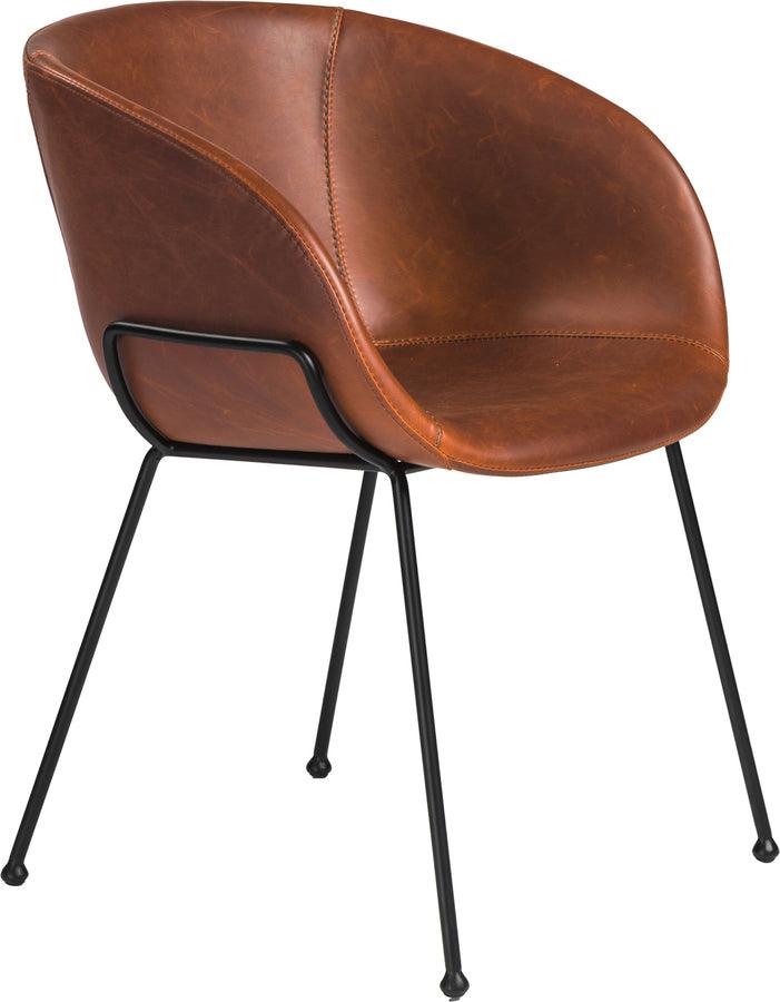 Euro Style Dining Chairs - Zach Armchair Dark Brown & Matte Black- Set of 2