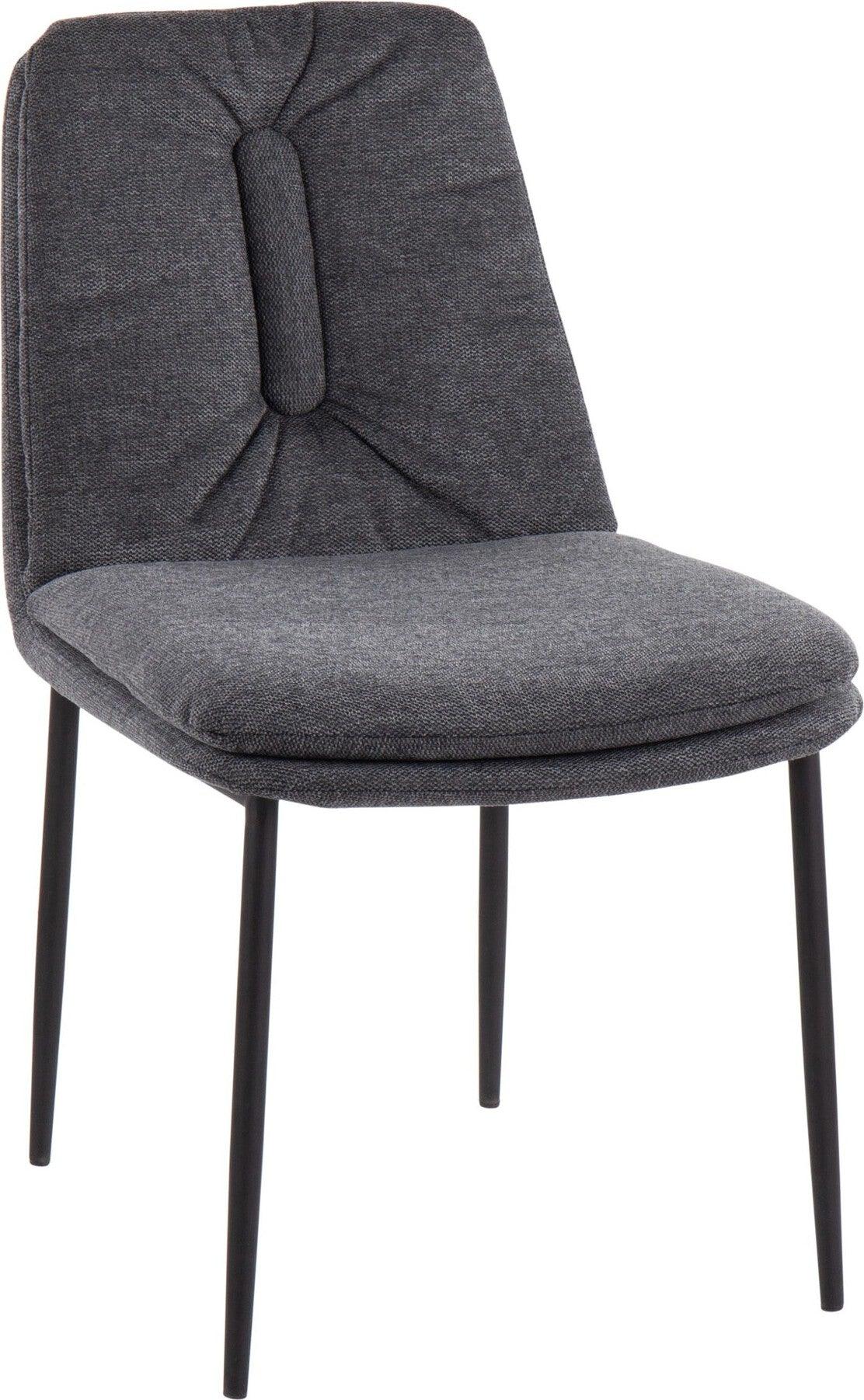 Lumisource Dining Chairs - Smith Contemporary Dining Chair in Black Steel and Charcoal Fabric (Set of 2)