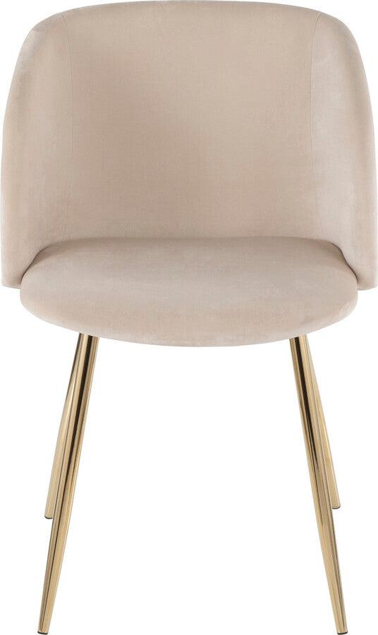 Lumisource Dining Chairs - Fran Contemporary Chair in Gold Metal and Cream Velvet - Set of 2