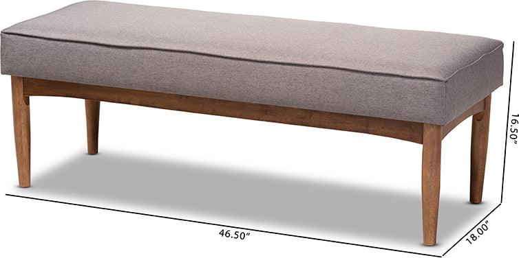 Wholesale Interiors Benches - Arvid Mid-Century Modern Gray Fabric Upholstered Wood Dining Bench