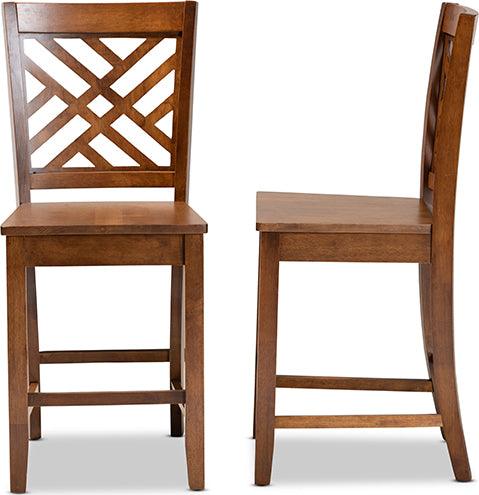 Wholesale Interiors Barstools - Caron Walnut Brown Finished Wood 2-Piece Counter Stool Set