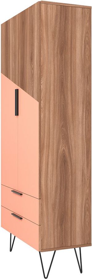 Manhattan Comfort Cabinets & Wardrobes - Beekman 67.32 Tall Cabinet in Brown and Pink