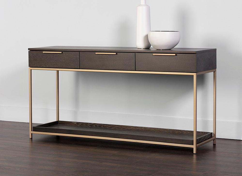 SUNPAN Consoles - Rebel Console Table With Drawers - Gold - Charcoal Grey