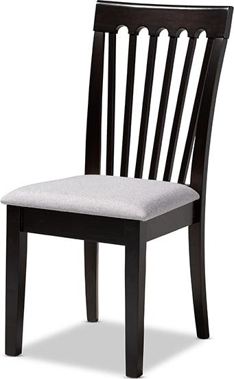 Wholesale Interiors Dining Chairs - Minette Gray Fabric Upholstered Espresso Brown Finished Wood Dining Chair Set Of 4