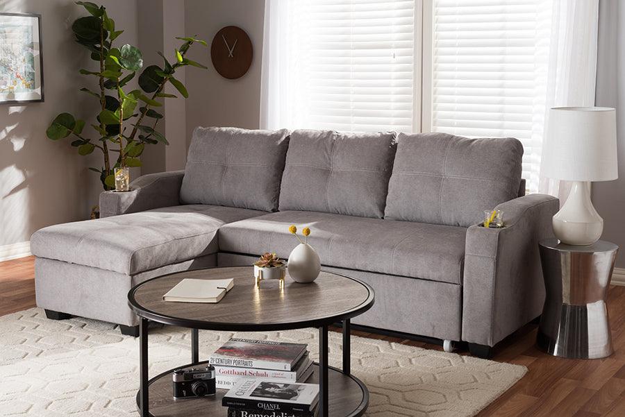 Wholesale Interiors Sectional Sofas - Lianna Modern And Contemporary Light Grey Fabric Upholstered Sectional Sofa