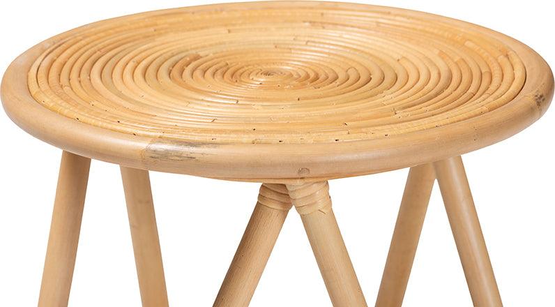 Wholesale Interiors Side & End Tables - Rinjani Modern Bohemian Natural Brown Rattan End Table