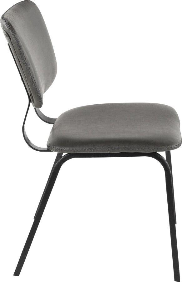 Lumisource Living Room Sets - Foundry Chair 33" Gray PU & Gray Zig Zag Stitching (Set of 2)