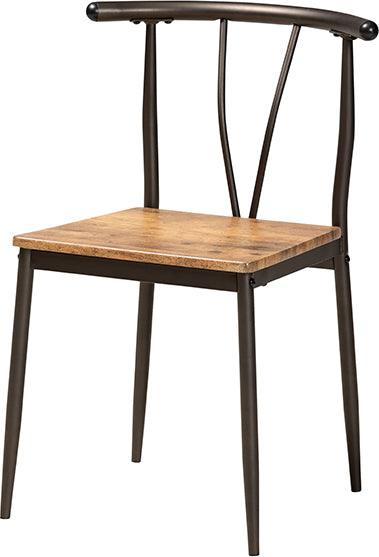 Wholesale Interiors Dining Sets - Tilda Modern Industrial Natural Brown Finished Wood and Dark Bronze Metal 5-Piece Dining Set