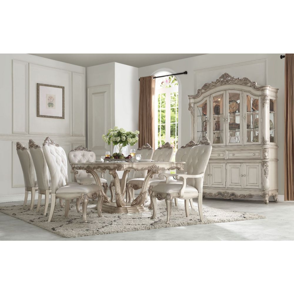 ACME Furniture Dining Chairs - Gorsedd Dining Table w/Pedestal, Antique White (1Set/2Ctn)