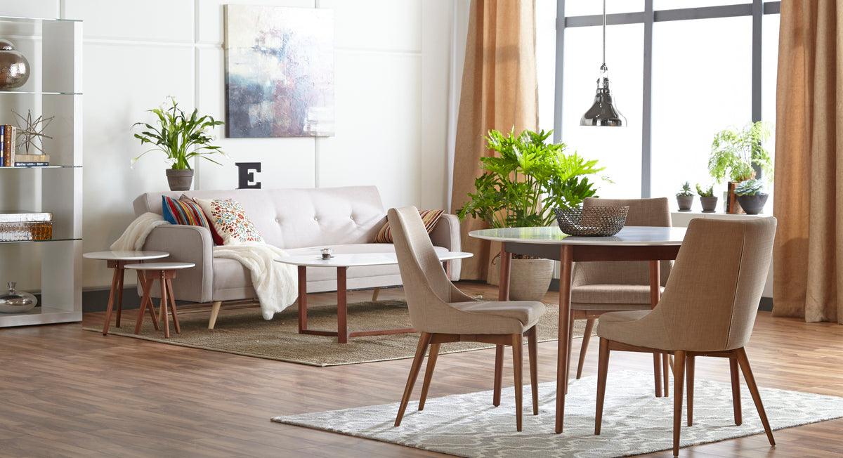 Euro Style Coffee Tables - Morty Coffee Table Matte White & Dark Walnut