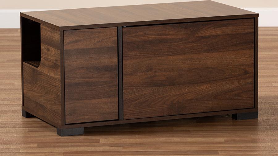 Wholesale Interiors Cat Litter Box - Connor Modern and Contemporary Walnut Brown Finished 2-Door Cat Litter Box Cover House