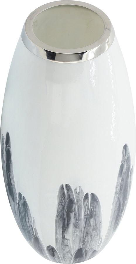 Sagebrook Home Vases - Glass 18"H Vase W/ Metal Ring White