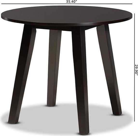 Wholesale Interiors Dining Tables - Ela Modern and Contemporary Dark Brown Finished 35-Inch-Wide Round Wood Dining Table