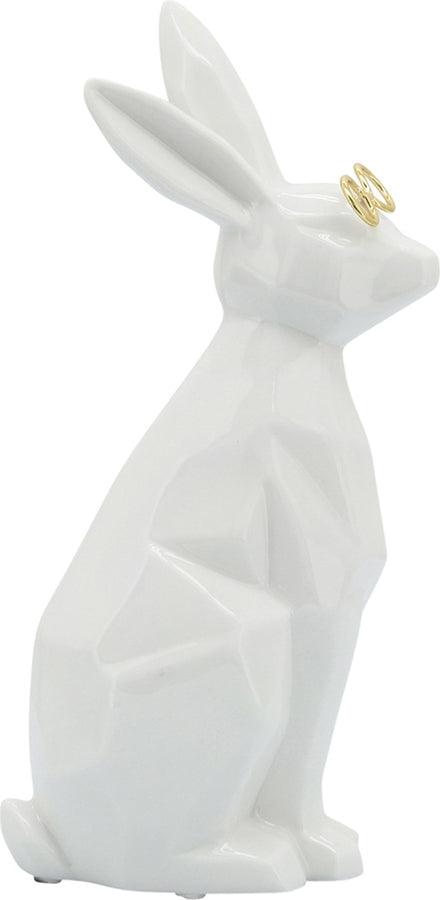 Sagebrook Home Decorative Objects - Ceramic 9"H Bunny W/ Glasses White & Gold