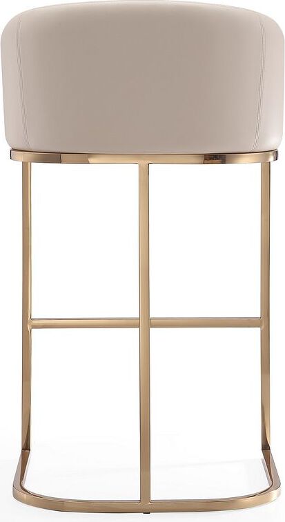 Manhattan Comfort Barstools - Louvre 40 in. Cream and Titanium Gold Stainless Steel Barstool (Set of 2)