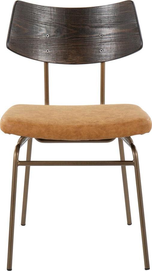 Lumisource Accent Chairs - Walker Chair In Antique Copper Metal, Mustard Yellow Faux Leather, & Walnut Wood (Set of 2)