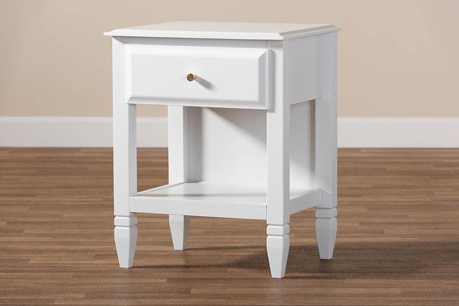 Wholesale Interiors Nightstands & Side Tables - Naomi Nightstand White & Gold