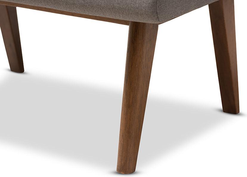 Wholesale Interiors Ottomans & Stools - Annetha Mid-Century Modern Grey Fabric Upholstered Walnut Finished Wood Ottoman
