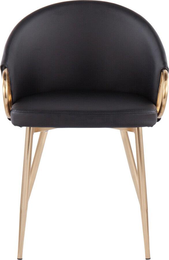 Lumisource Accent Chairs - Claire Contemporary/Glam Chair In Gold Metal & Black Faux Leather (Set of 2)