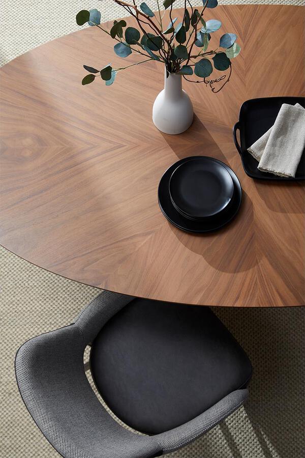 Euro Style Dining Tables - Deodat 79" Oval Dining Table in American Walnut in Star Pattern