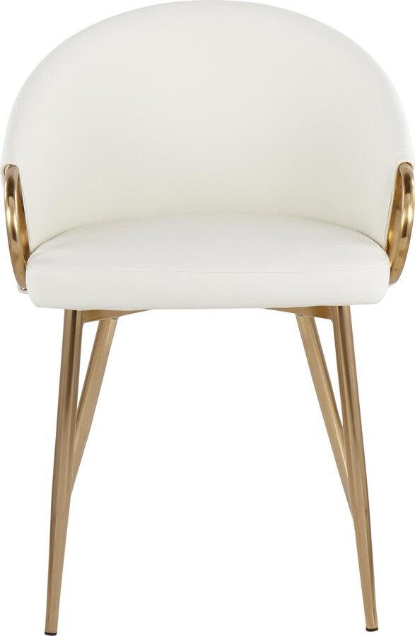 Lumisource Accent Chairs - Claire Contemporary/Glam Chair In Gold Metal & White Faux Leather (Set of 2)