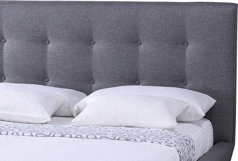 Wholesale Interiors Beds - Jonesy Scandinavian Style Mid-Century Grey Fabric Upholstered Queen Size Platform Bed