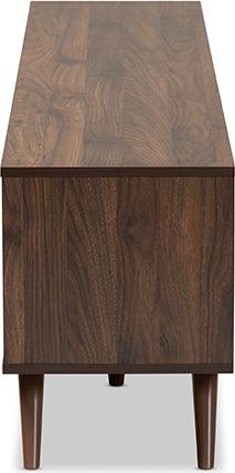 Wholesale Interiors TV & Media Units - Naoki Two-Tone Grey and Walnut Finished Wood TV Stand with Drop-Down Compartments