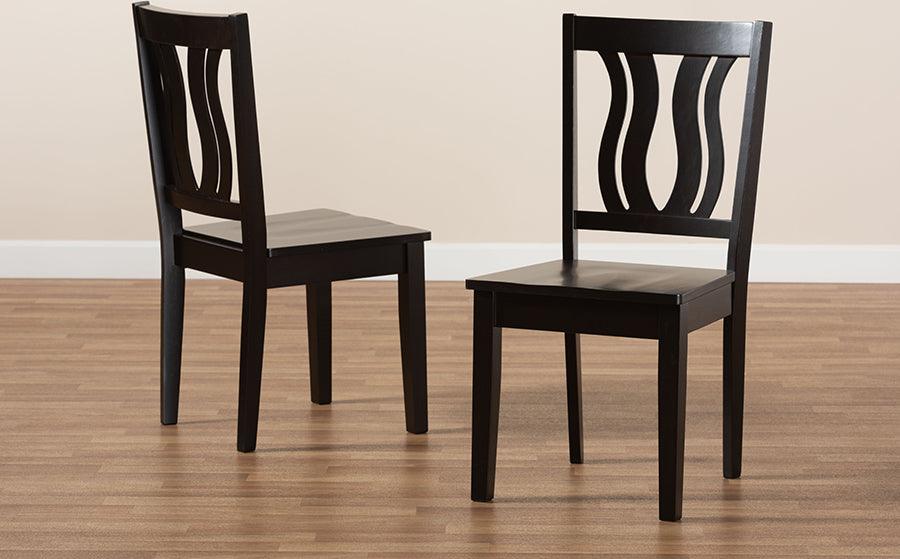 Wholesale Interiors Dining Chairs - Fenton Contemporary Transitional Dark Brown Wood 2-Piece Dining Chair Set