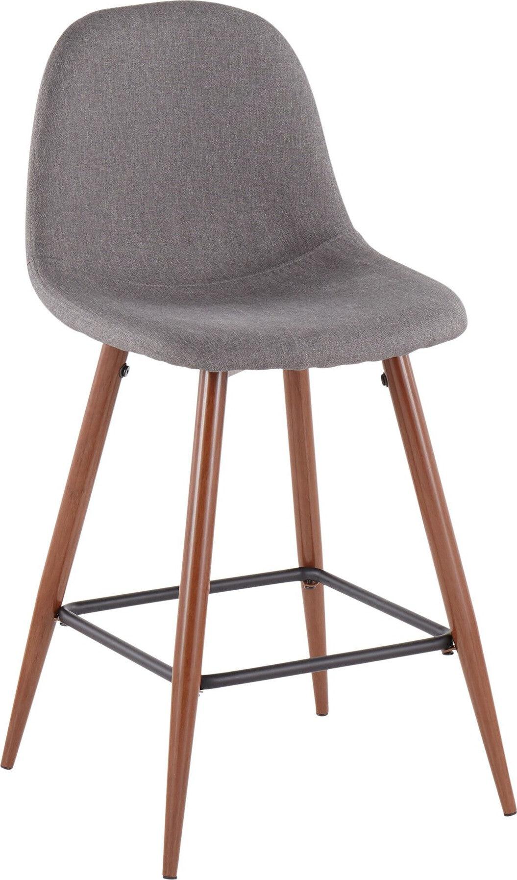 Lumisource Barstools - Pebble Counter Stool Walnut & Charcoal (Set of 2)
